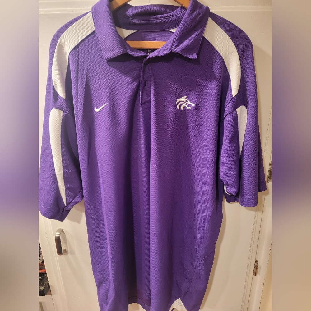 Nike Team Drfit Wolf and Swoosh Logo Purple/White Polo Size XXL
